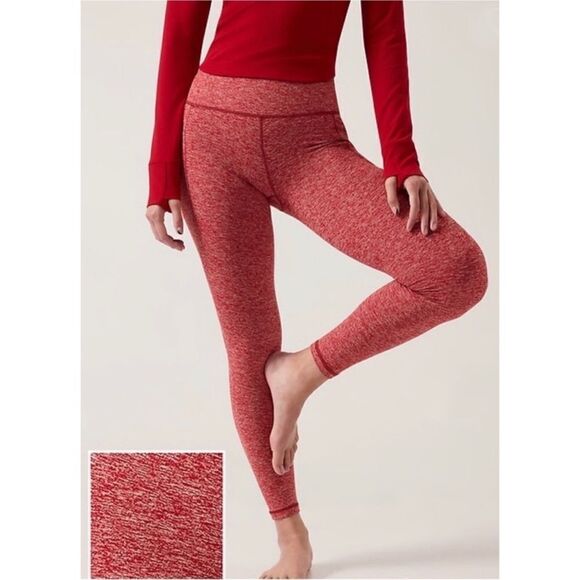 Athleta Salutation Stash Pocket Softluxe Tight Red M - Picture 2 of 5